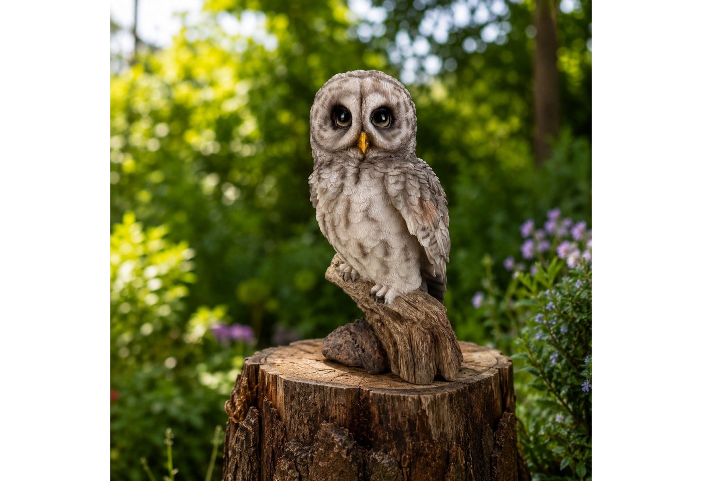 Online-Fuchs Gartenfigur Eule, Kauz, Uhu für außen - Deko Figuren Garten - 26 cm groß, (für den Innen- und Außenbereich, detailreiches Federkleid), aus langlebigem Kunstharz gefertigt, wetterfest Bild 4