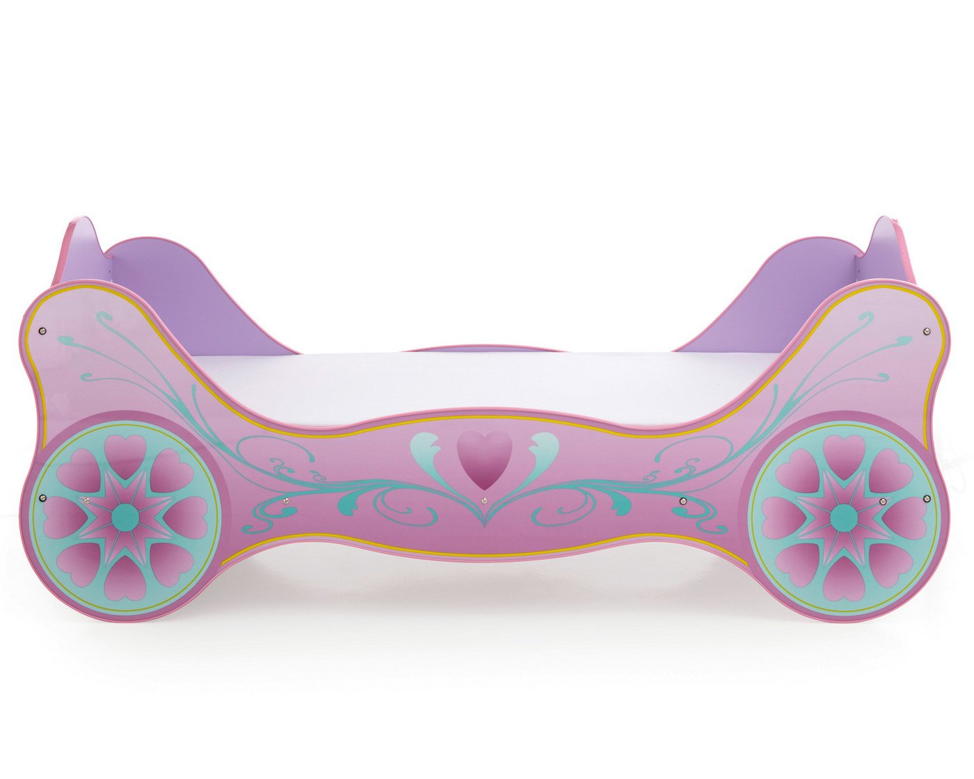 Begabino Autobett Kinderbett Prinzessin Kutsche Lila mit Matratze, Lattenrost 90x200 cm Bild 2