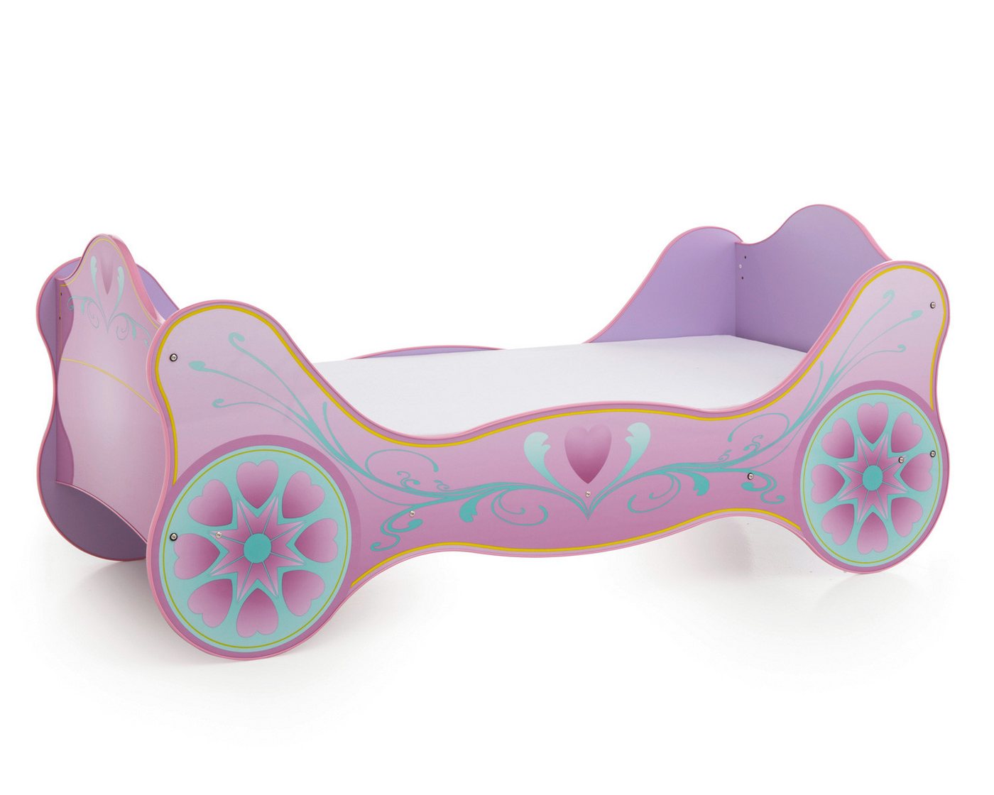 Begabino Autobett Kinderbett Prinzessin Kutsche Lila mit Matratze, Lattenrost 90x200 cm Bild 5
