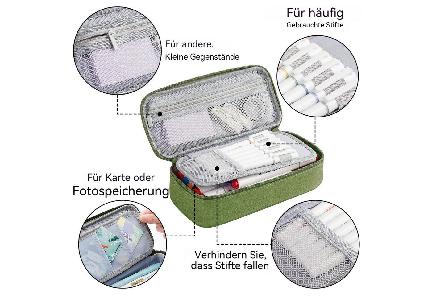 Diwzbyn Schreibgeräteetui Schlamperbox,Federmäppchen Federtaschen Mäppchen Etui Stifte 5 Fach, Große Kapazität Pencil Case Großes Federmäppchen Bild 4