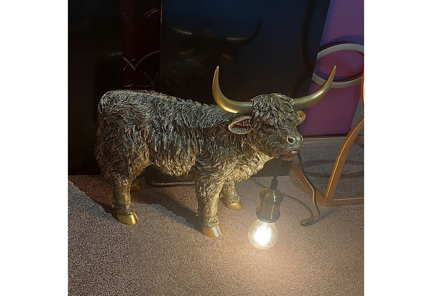 formano Tischleuchte Tierlampen, Höhe: 38cm, Farbe: Gold, Motiv: Kuh Bild 3