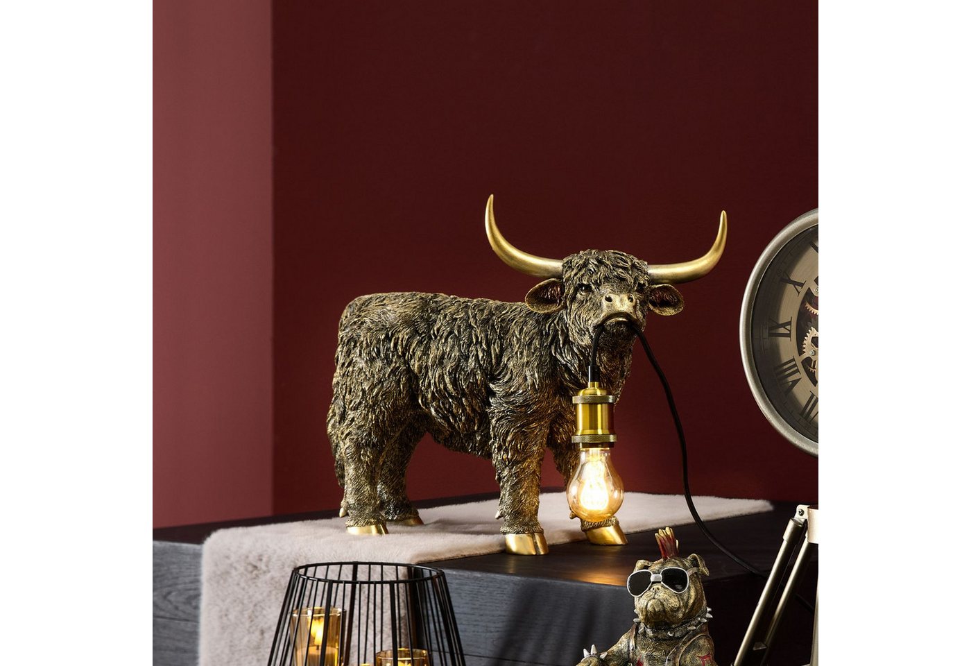 formano Tischleuchte Tierlampen, Höhe: 38cm, Farbe: Gold, Motiv: Kuh Bild 4