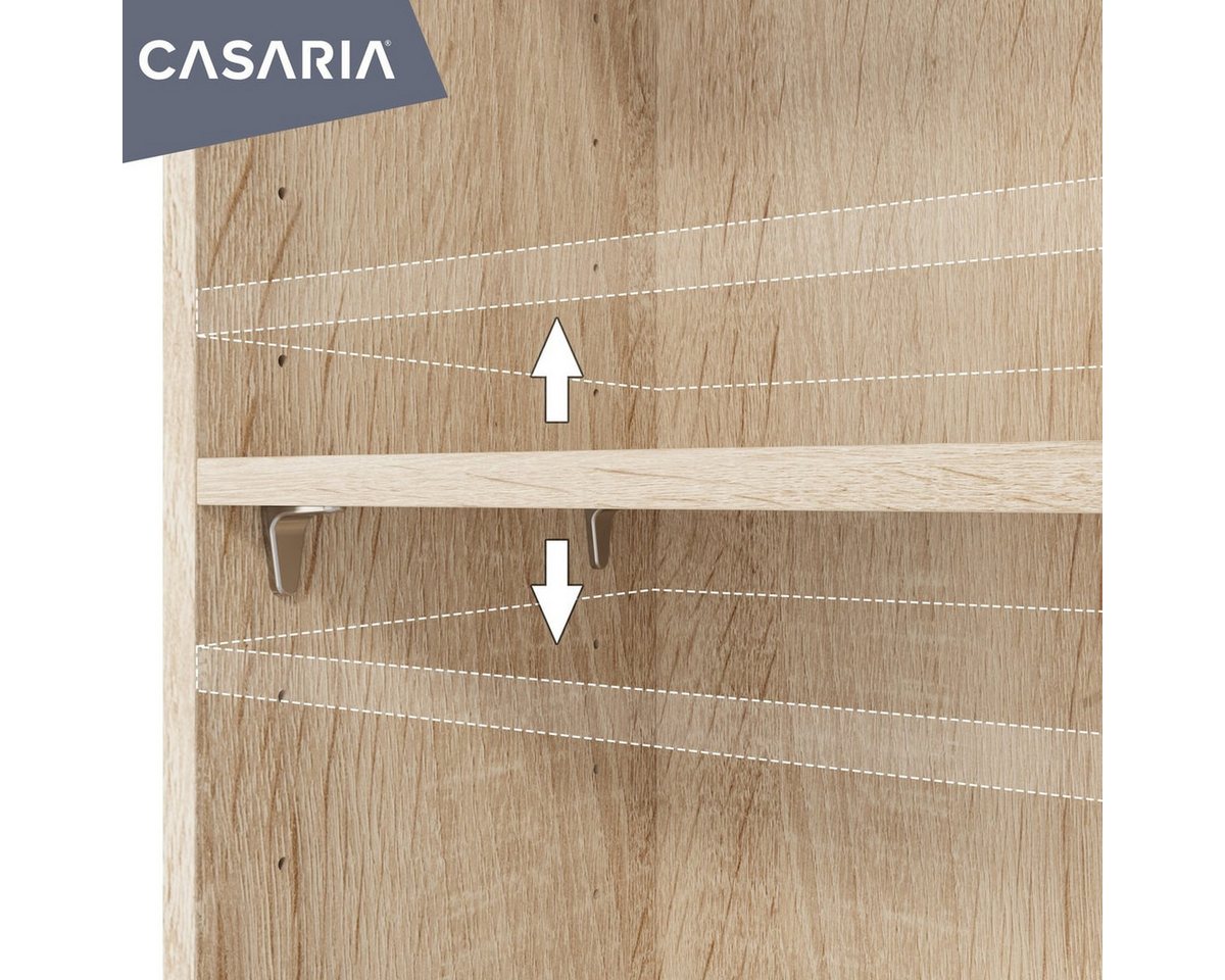 Casaria Bücherregal Vela, Eiche Holz 5 Fächer 190x60x28cm Wand Standregal Büroregal für Ordner