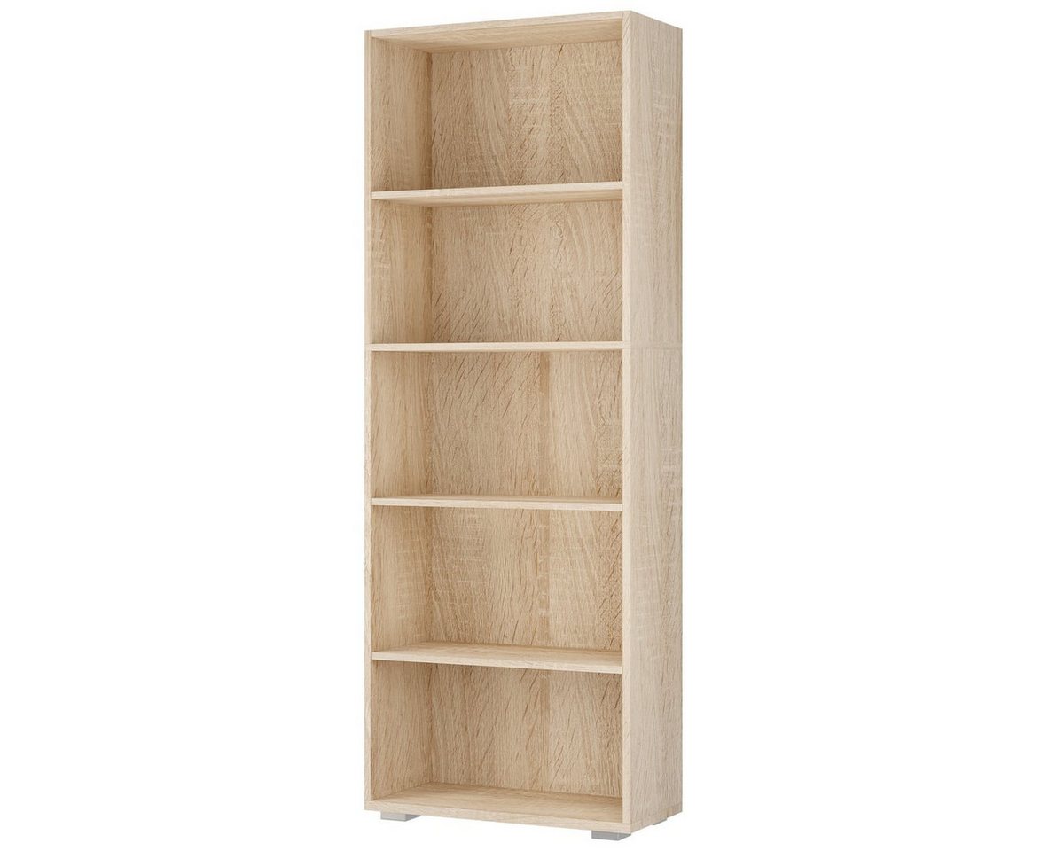Casaria Bücherregal Vela, Eiche Holz 5 Fächer 190x60x28cm Wand Standregal Büroregal für Ordner Bild 4