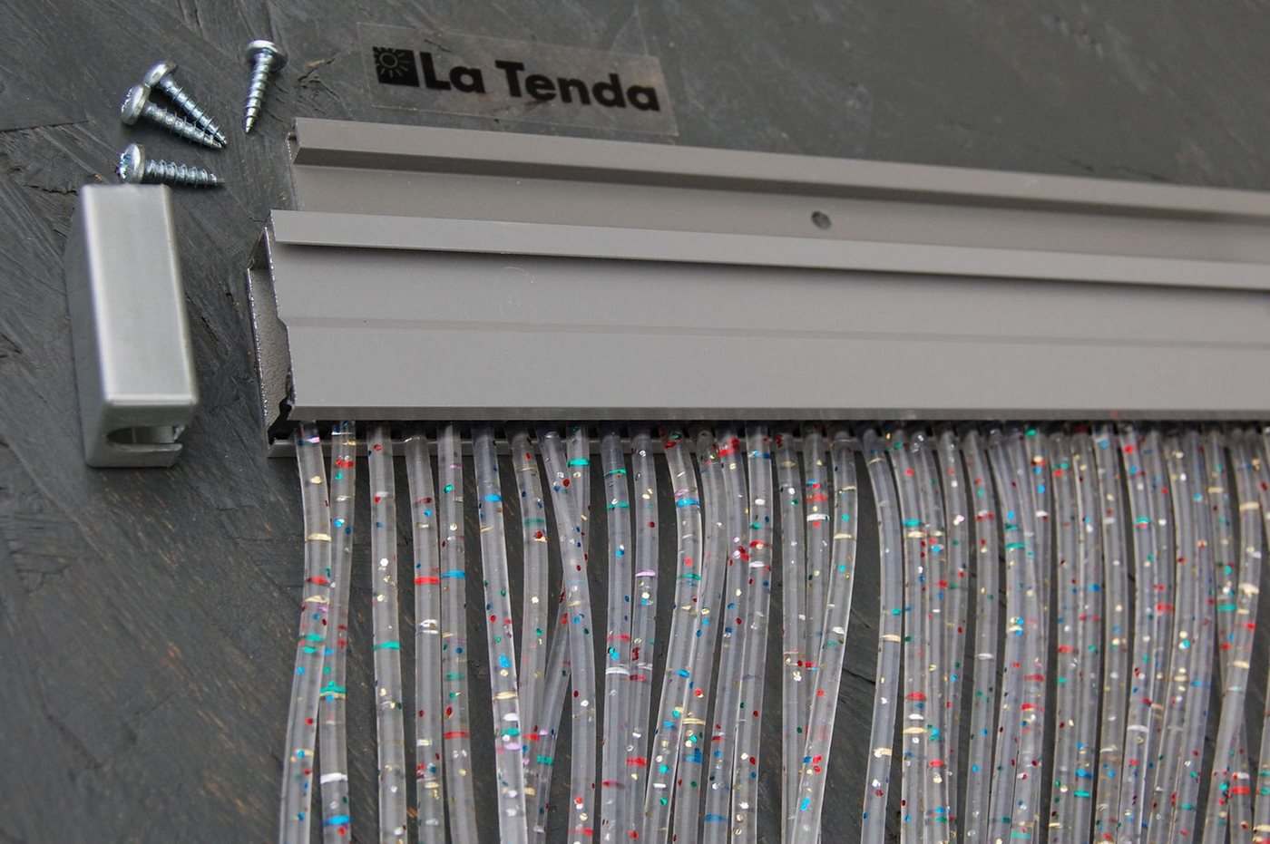 La Tenda Insektenschutz-Vorhang Türvorhang VINCI 1 Streifenvorhang transparent, 90 x 210 cm, PVC - Länge und Breite individuell kürzbar Bild 3
