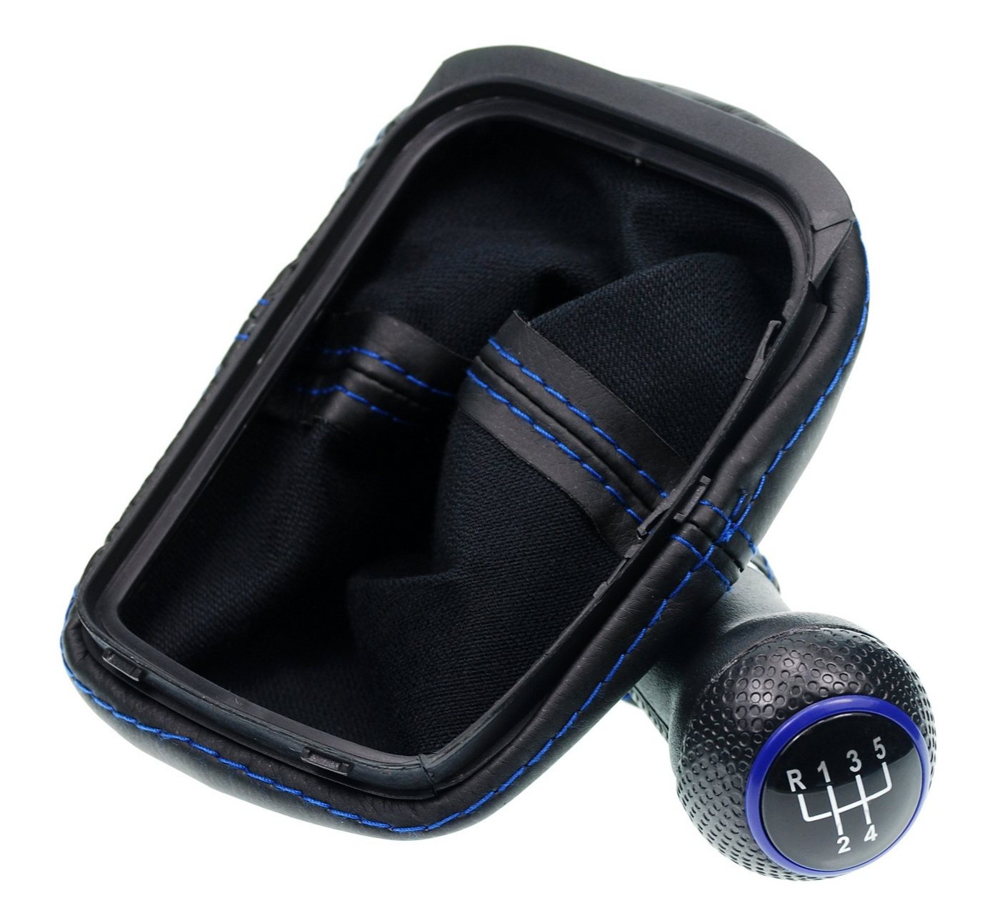 L & P Car Design Schalthebel Schaltknauf Auto Blau f. VW Golf 2 3 4 Cabrio Polo 6n Passat 35i 12mm (Set, 1 St., Schaltknauf + Schaltsack), Plug&Play Montage Bild 2