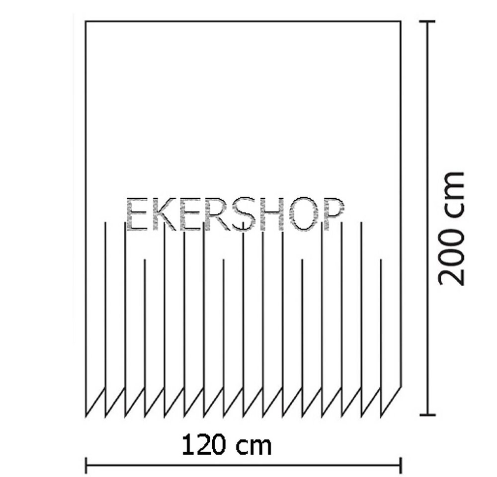 Ekershop Duschvorhang Textil Grau mit Weiß Schwarz Kreisen für Duschstange Breite 120 cm (inkl. Ringe), Höhe 200 cm, wasserabweisend, waschbar, bügelbar Bild 4