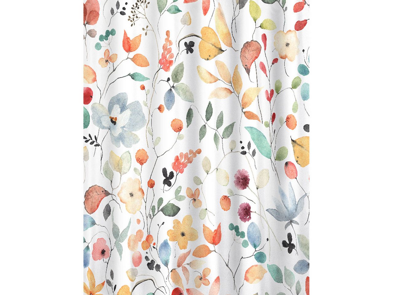 Euroshowers GmbH Duschvorhang Blumenmuster Bunt 180 × 200 cm Polyester mit 12 Ringen Breite 180 cm