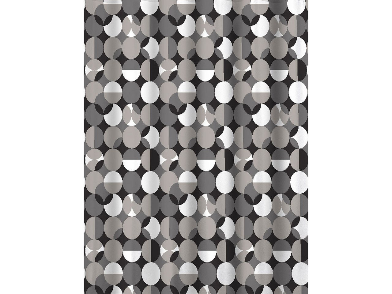 Euroshowers GmbH Duschvorhang Kreismuster Grau 180 × 200 cm Polyester mit 12 Ringen Breite 180 cm