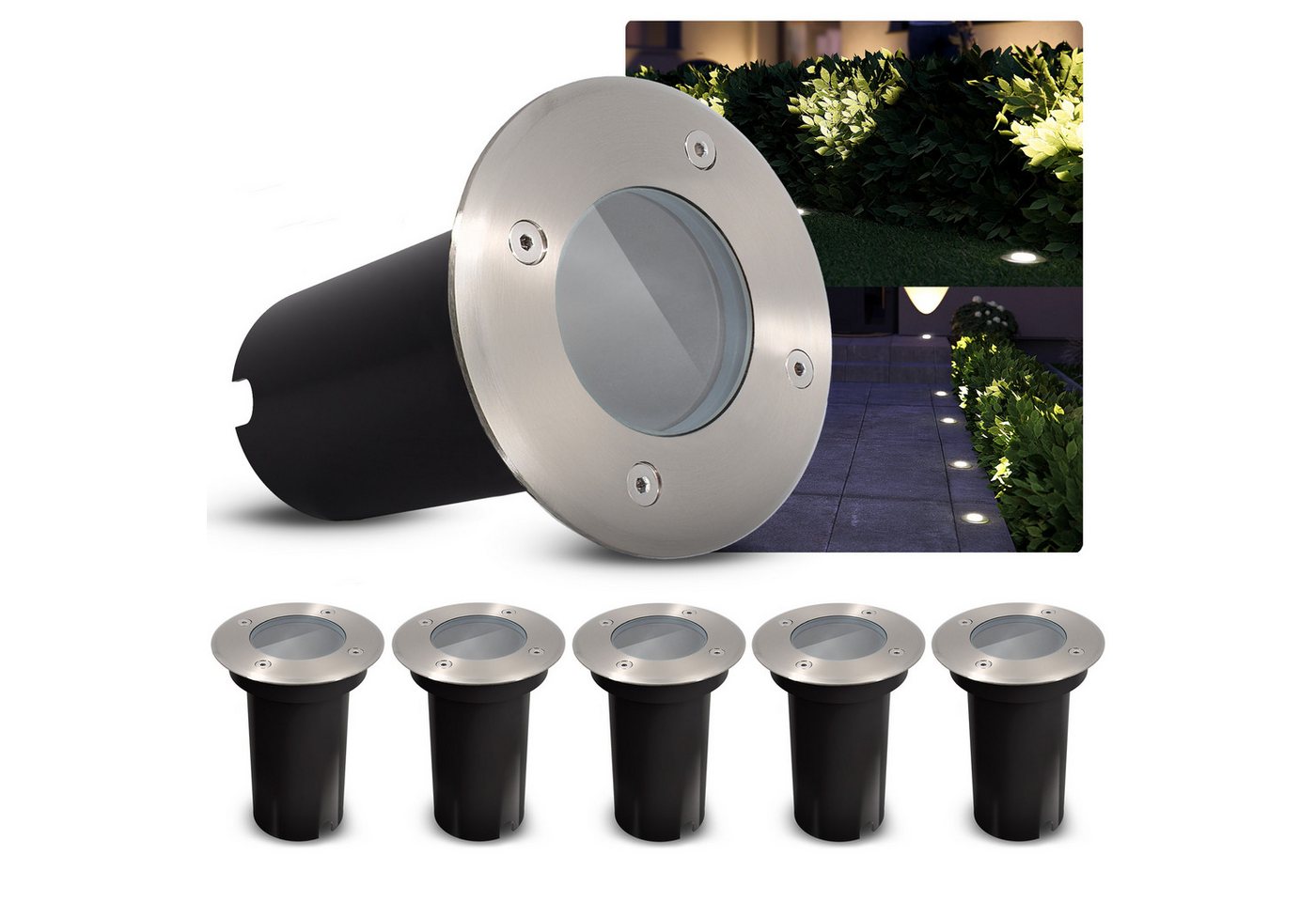 SSC-LUXon LED Gartenstrahler Bodeneinbauleuchte KALPA rund silber IP67 ohne Leuchtmittel, ohne Leuchtmittel Bild 4