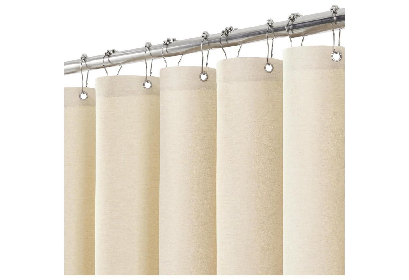 LuxusKollektion Duschvorhang Duschvorhang Leinen mit Metall Duschvorhangringe 182x214cm Beige Bild 5