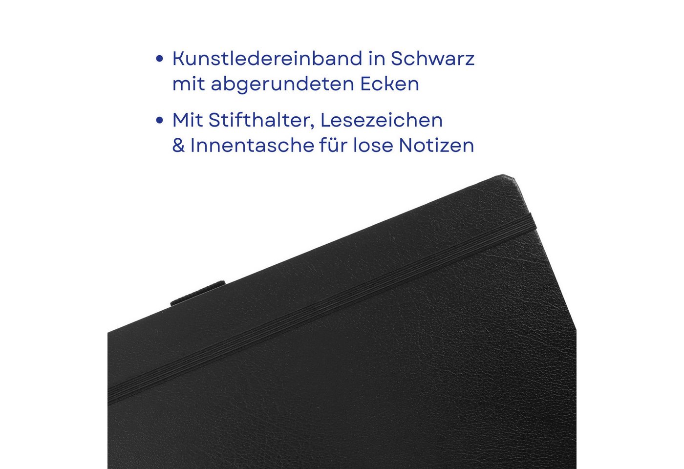 WESTCOTT Notizbuch DIN A4 kariert (2er-Set) inkl. PRIMESOFT Kugelschreiber, 80 g/m² FSC, Innentasche, Lesezeichen, Gummizug, Stifthalter