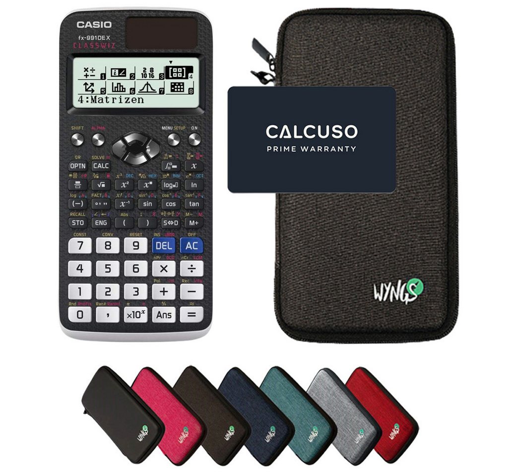 CASIO Taschenrechner fx-991DE X ClassWiz inkl. WYNGS Schutztasche Dunkelgrau