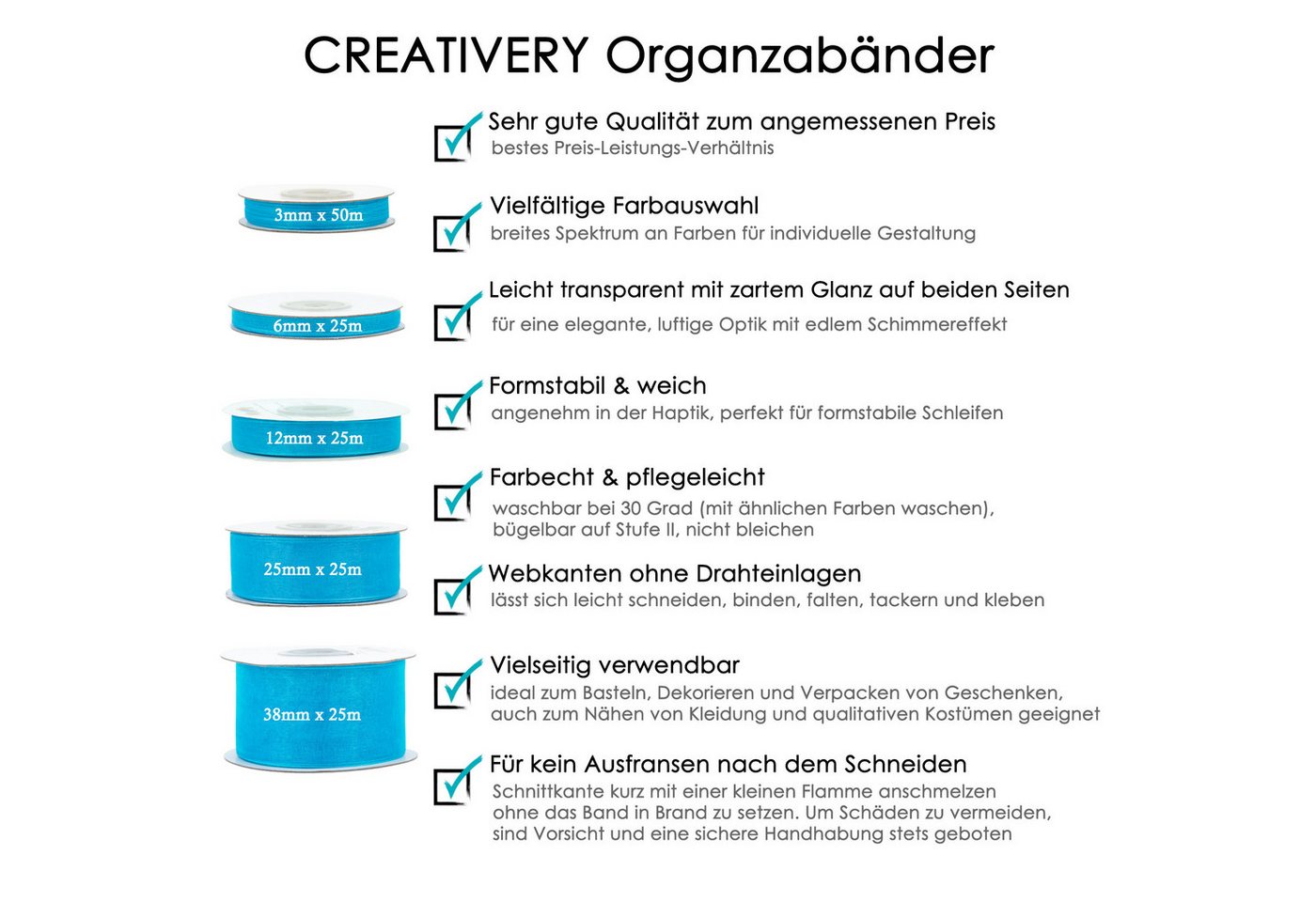 Creativery Organzaband, Organzaband 6mm x 25m Rolle Gold Bild 5