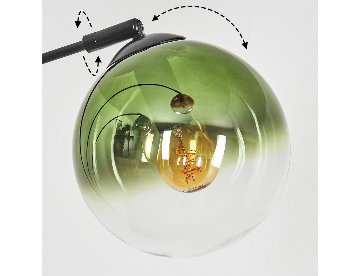 hofstein Stehlampe Stehlampe aus Metall/Glas in Schwarz/Blau/Grün/Kupfer/Klar, verstellbare Stehleuchte im Vintage-Design, Fußschalter, 210 cm, 3xE14 Bild 5