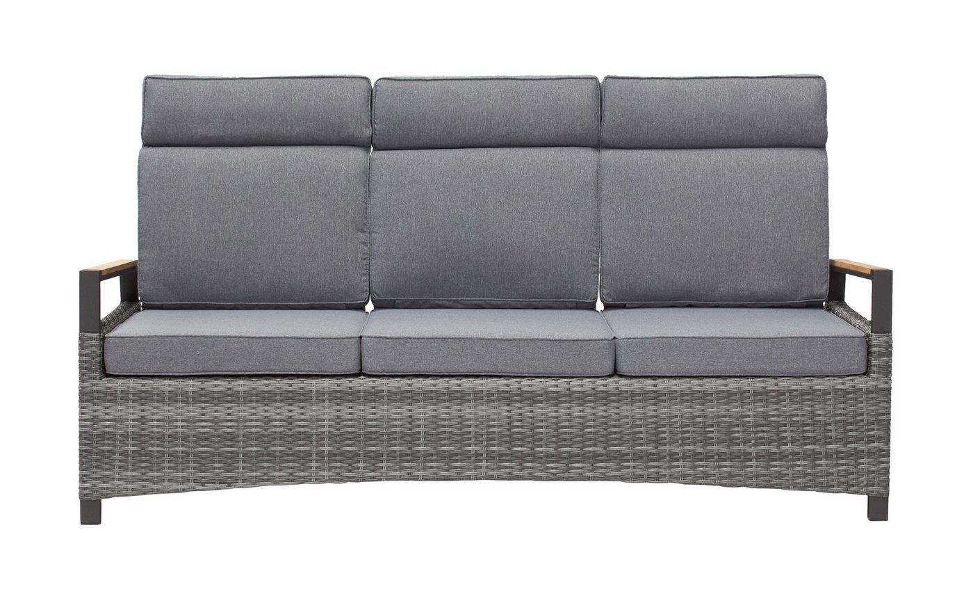 LC Garden Gartensofa Keramo Teak Living 3er Sofa Dreisitzer Sofa grau- mix