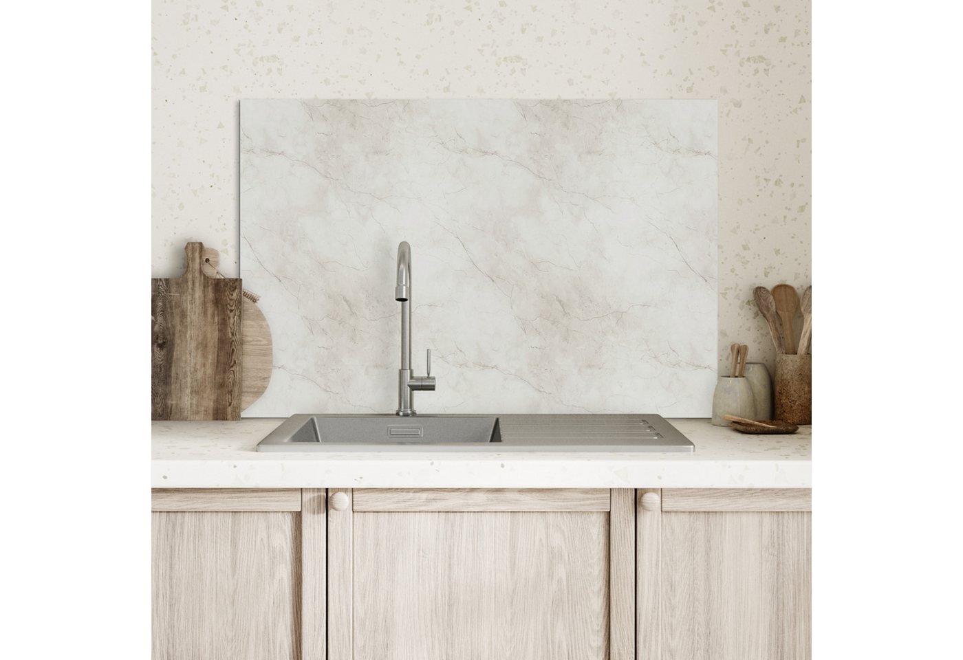 KitchenYeah Küchenrückwand Grau - Marmor - Adern, (1-tlg), Spritzschutz Küche, Küchendeko, 60x40 cm Bild 4