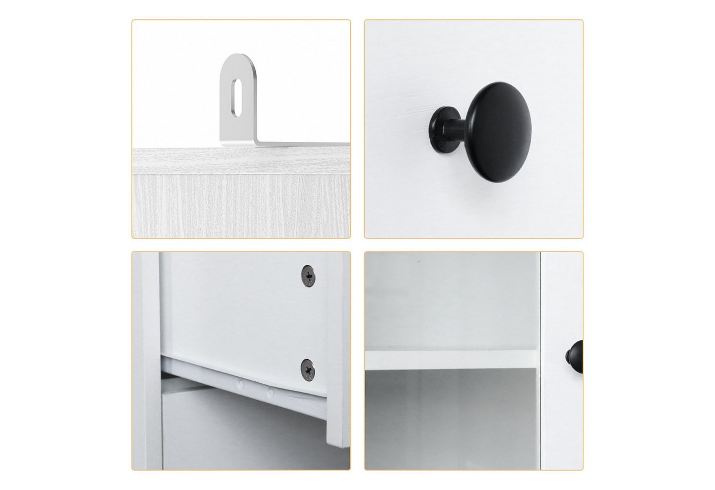 VOWNER Bücherregal 5-stöckiges Bücherregal mit Glastüren, 180 cm Vitrinenschrank, 1-tlg., Küchenschränke, Buffetschrank für Küche, Wohnzimmer, Esszimmer, Weiß Bild 3