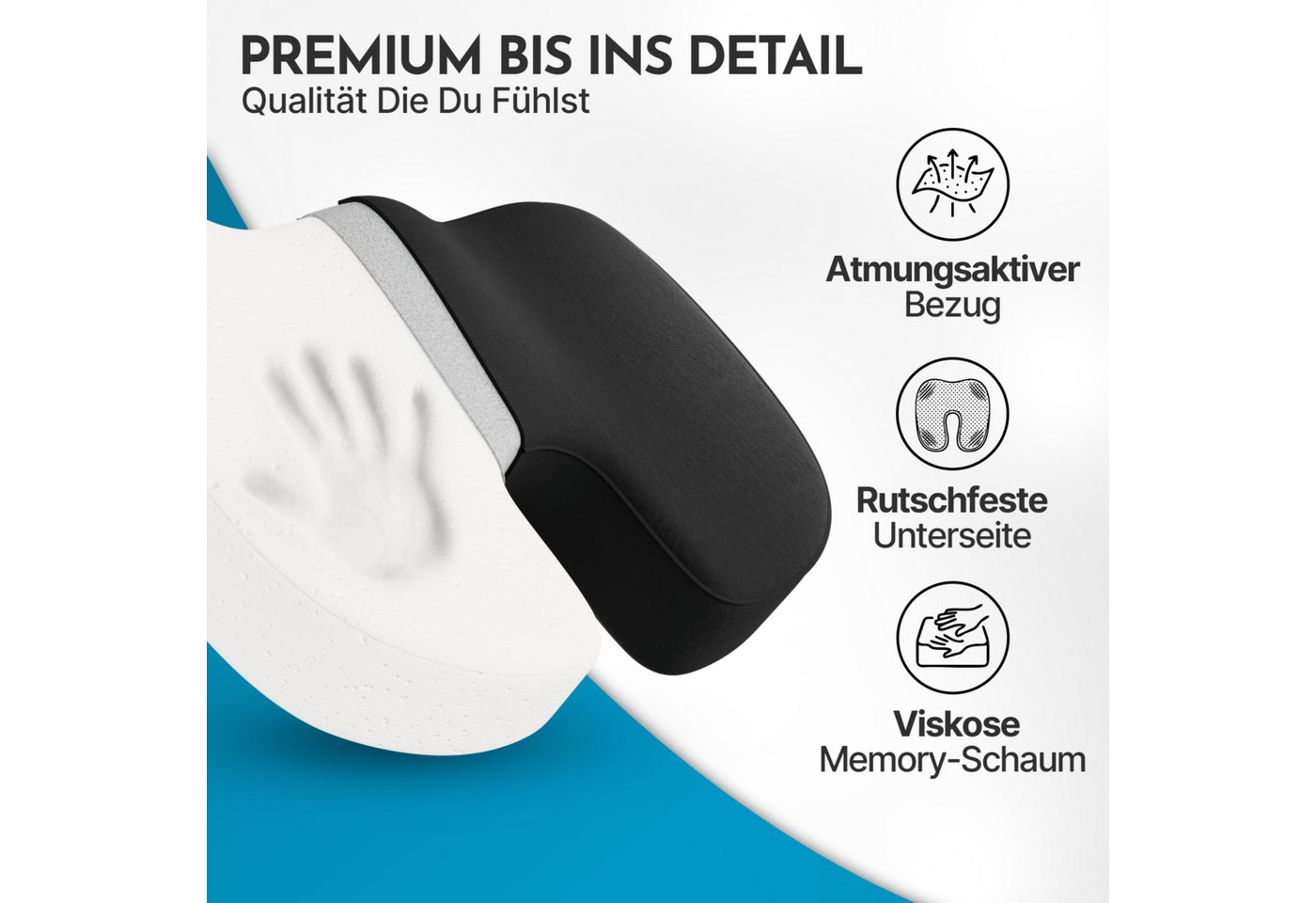 NEOLYMP Sitzkissen Orthopädisches Sitzkissen Memory Foam Kissen mit Steißbein-Aussparung, Ergonomisches Design für Büro, Auto & Reisen – 3 Härtegrade