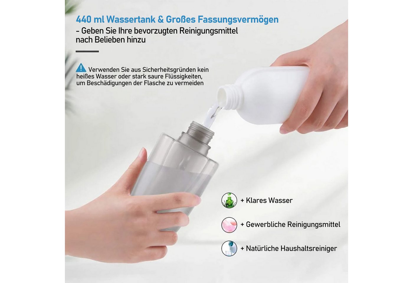 HUGERSTONE Sprühwischer Wischmopp Set mit 440ml Wassertank, Bodenwischer mit Sprühfunktion (mit 3 Waschbaren Mikrofaser Pads) Nass und Trockenwischer, 360 Grad Rotierender Wischmopp für alle Böden