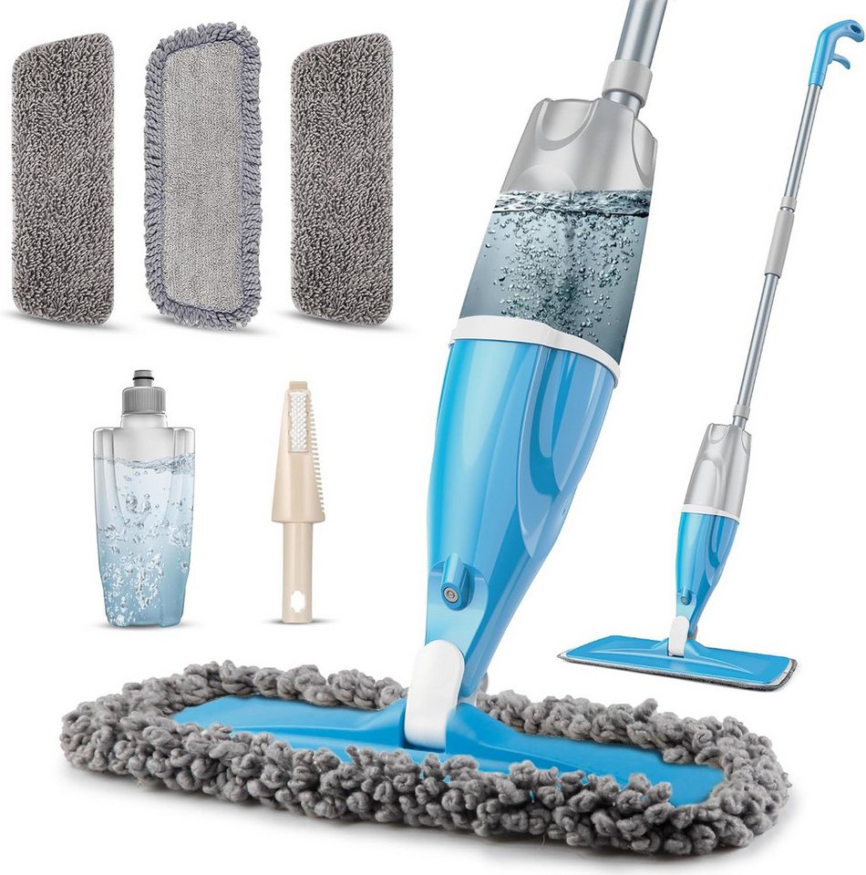 HUGERSTONE Sprühwischer Wischmopp Set mit 440ml Wassertank, Bodenwischer mit Sprühfunktion (mit 3 Waschbaren Mikrofaser Pads) Nass und Trockenwischer, 360 Grad Rotierender Wischmopp für alle Böden Bild 5