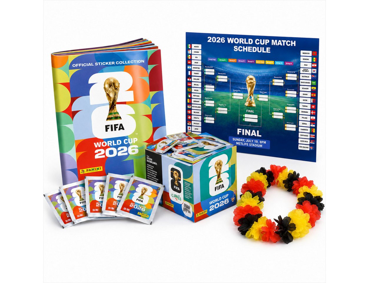 TK Gruppe Stickerbuch XXL Sammelset WM 2026 - Panini Sticker Album, Spielplan Blumenkette
