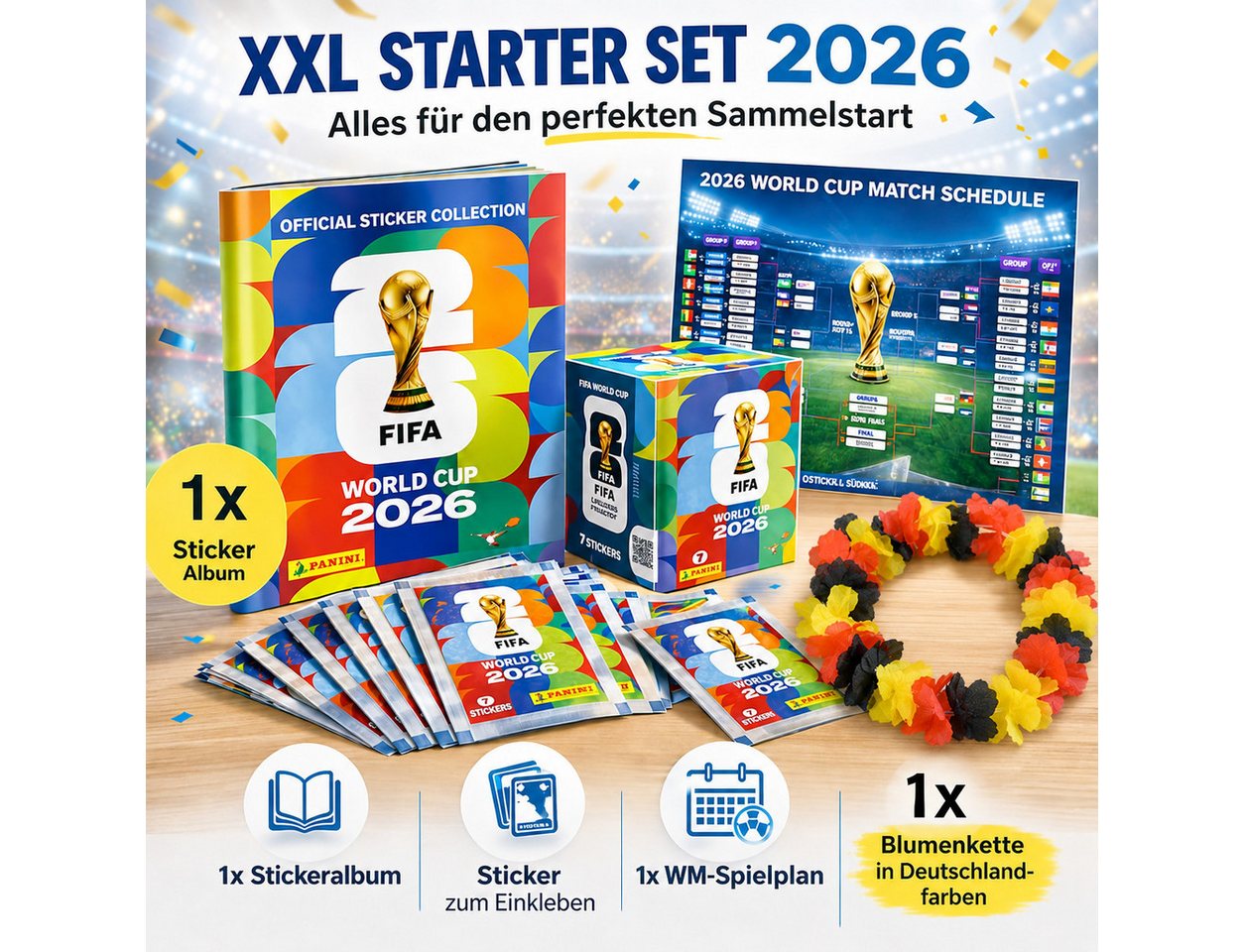 TK Gruppe Stickerbuch XXL Sammelset WM 2026 - Panini Sticker Album, Spielplan Blumenkette Bild 5