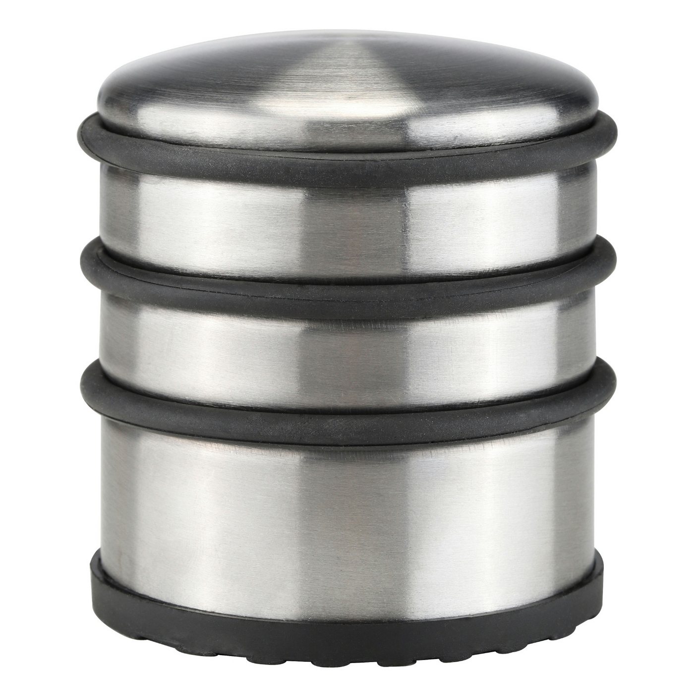 Haushalt International Bodentürstopper Türstopper Türblocker Türhalter Edelstahl 1,1kg 3 Stk (Set, 3 St., Packung), je 1,1kg, 8x7cm, gummiert, Silber