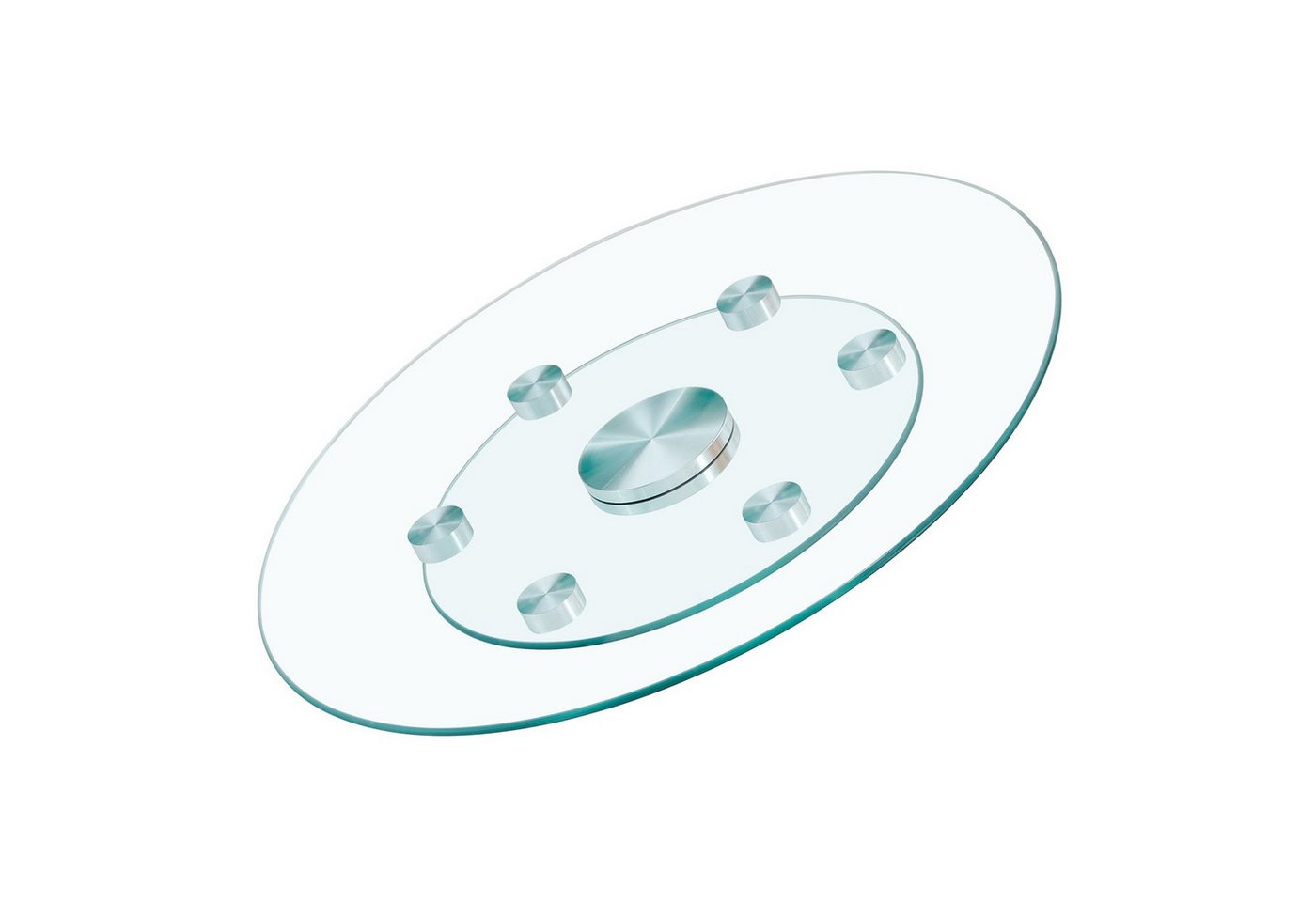 ANYSUN Tischplatte Glastischplatte,Zweistufige, drehbare runde Glasplatte. (Der obere Glasdurchmesser beträgt 61 cm, der untere 38 cm), Drehbare Glasplatte für Couchtisch – Transparent