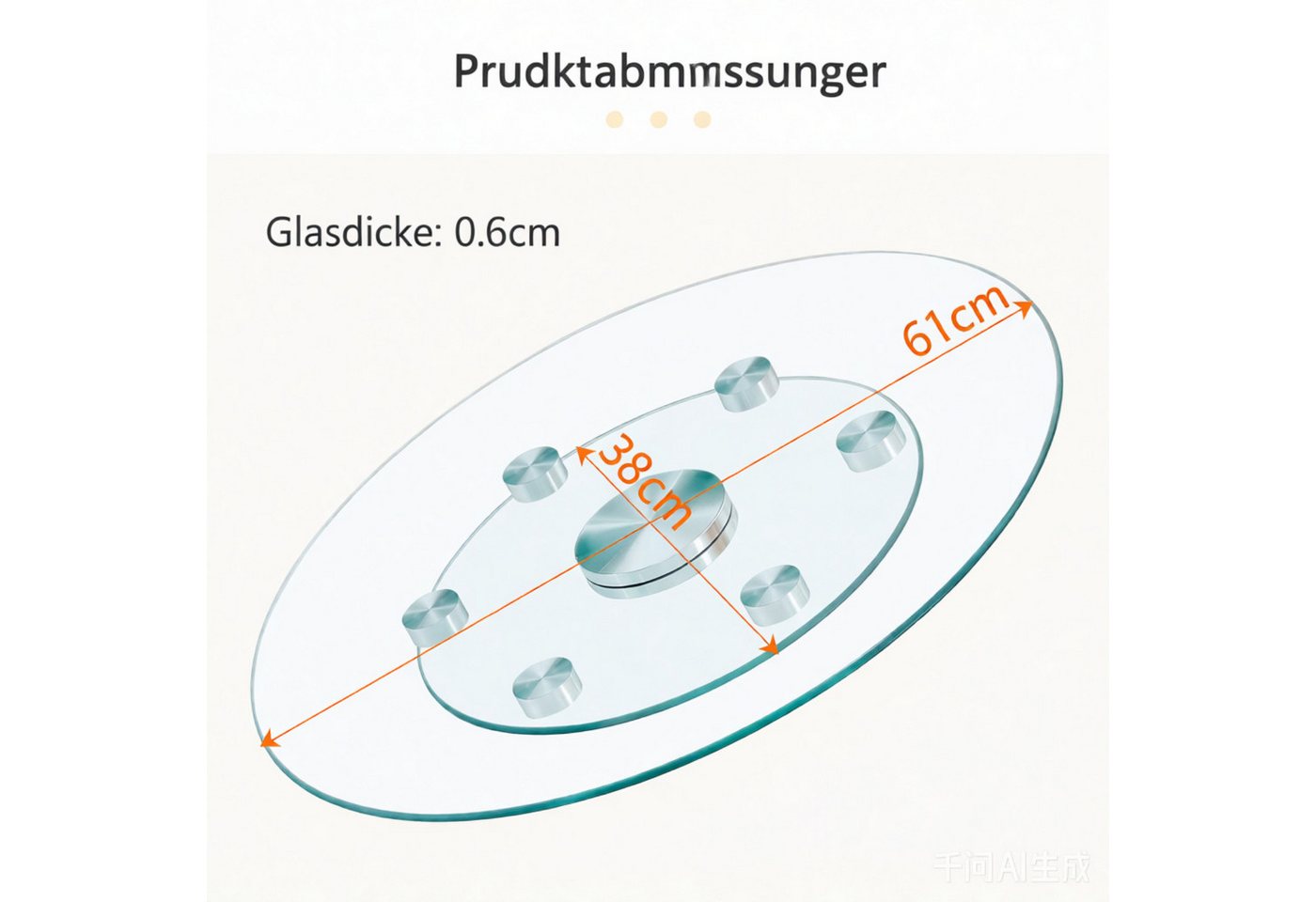 ANYSUN Tischplatte Glastischplatte,Zweistufige, drehbare runde Glasplatte. (Der obere Glasdurchmesser beträgt 61 cm, der untere 38 cm), Drehbare Glasplatte für Couchtisch – Transparent Bild 5