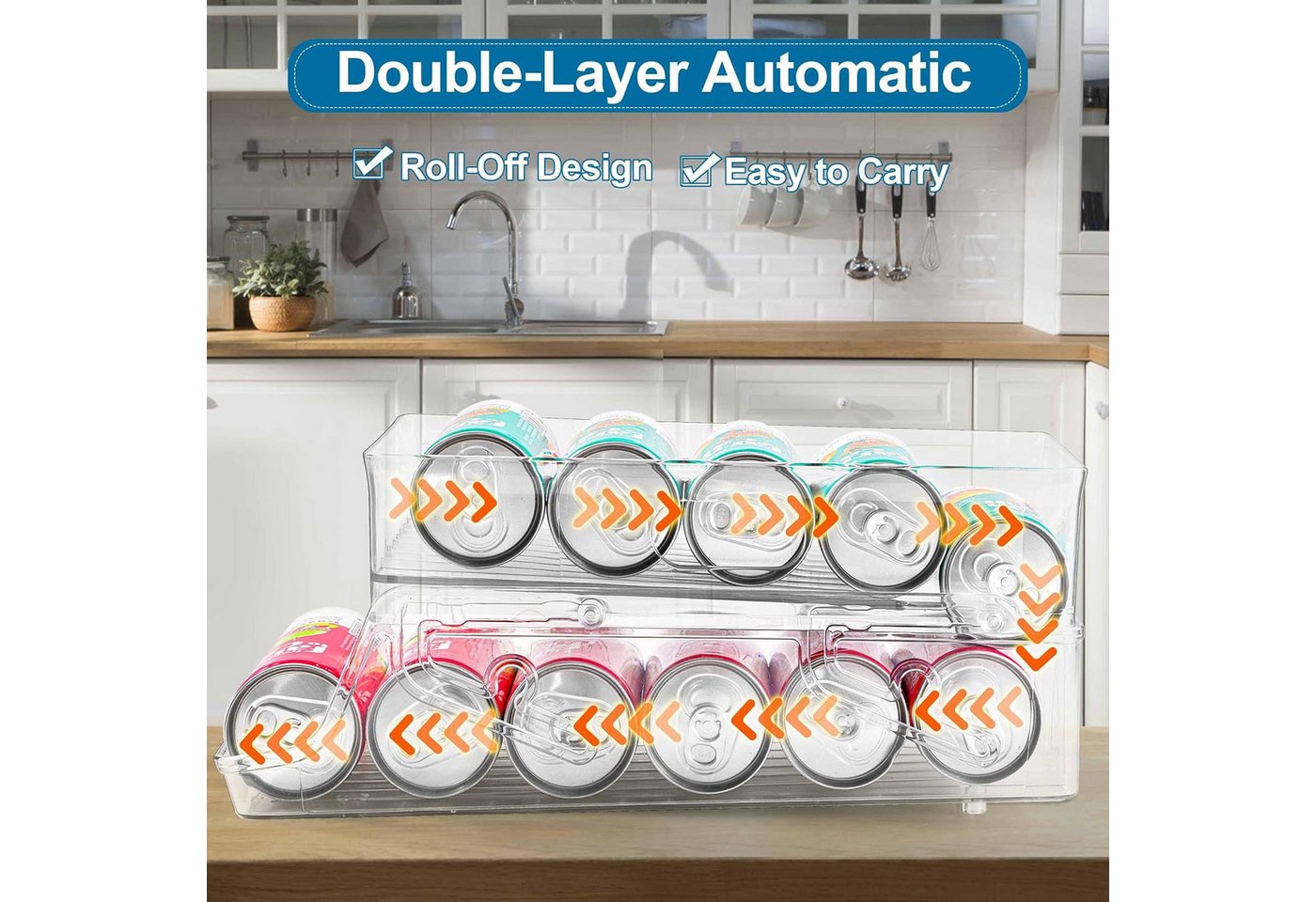 FELIXLEO Küchenorganizer-Set Kühlschrank Dosen Organizer Foldable Dosenspender für Bier Soda Bild 4