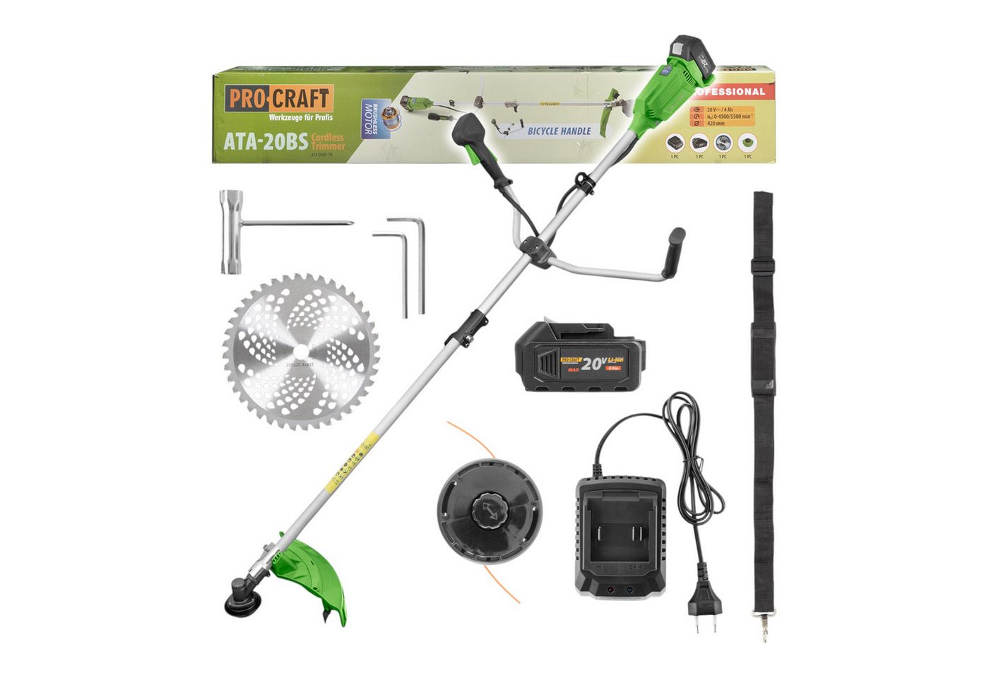 PRO CRAFT Akku-Freischneider ATA-20BS Akku Freischneider 20 V 420 mm Brushless + 1x Akku 4,0 Ah Bild 2