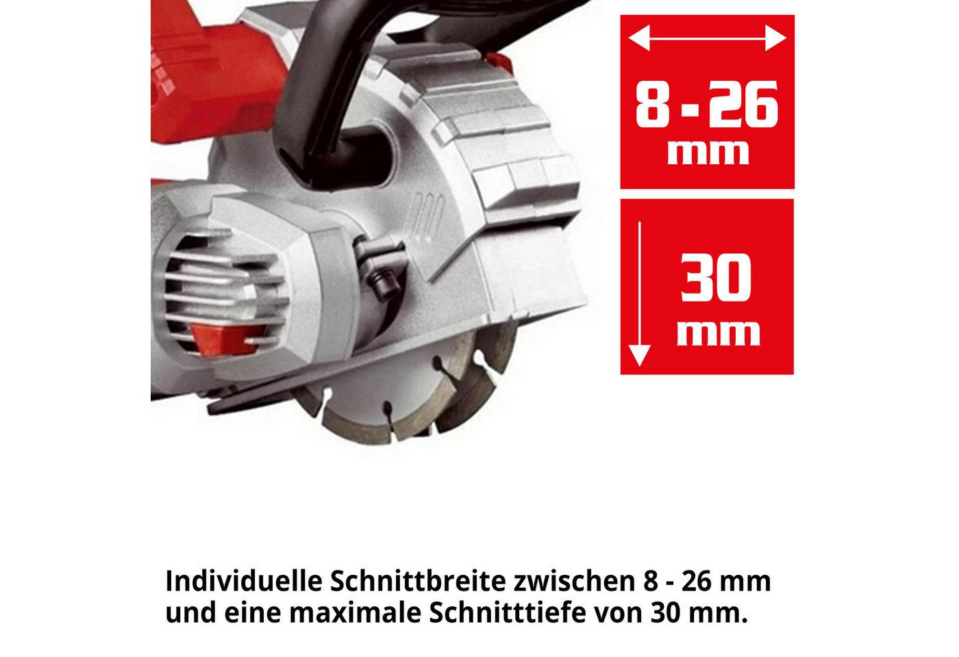 Hecht Mauernutfräse 1660 1600 W, Schnittbreite 8-26 mm, Schnitttiefe 30 mm, 9000 U/min, (1-tlg), Wandschlitzfräse, Schlitzfräse, Diamant-Trennscheiben, staubarm