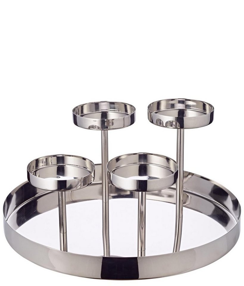 EDZARD Adventskranz Marabella, Silber-Optik, Edelstahl, vernickelt, hochglanzpoliert, H 16 cm