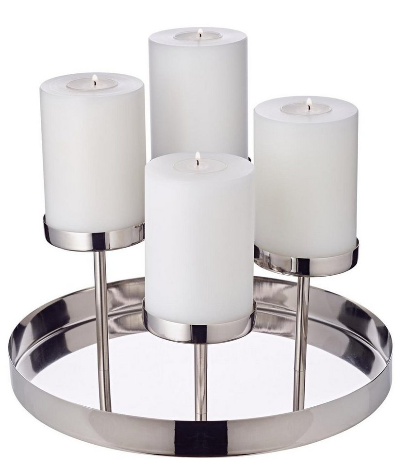 EDZARD Adventskranz Marabella, Silber-Optik, Edelstahl, vernickelt, hochglanzpoliert, H 16 cm Bild 2