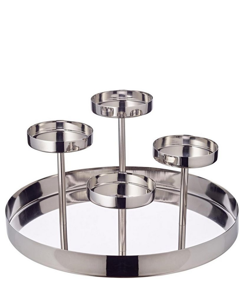 EDZARD Adventskranz Marabella, Silber-Optik, Edelstahl, vernickelt, hochglanzpoliert, H 16 cm Bild 4