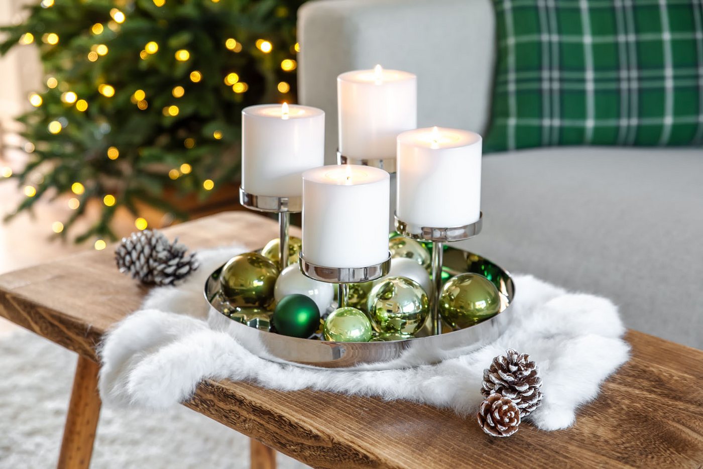 EDZARD Adventskranz Marabella, Silber-Optik, Edelstahl, vernickelt, hochglanzpoliert, H 16 cm Bild 5