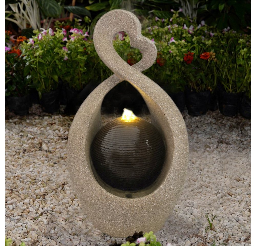 Wehmann Gartenbrunnen Romantik, in Herzform mit LED Beleuchtung