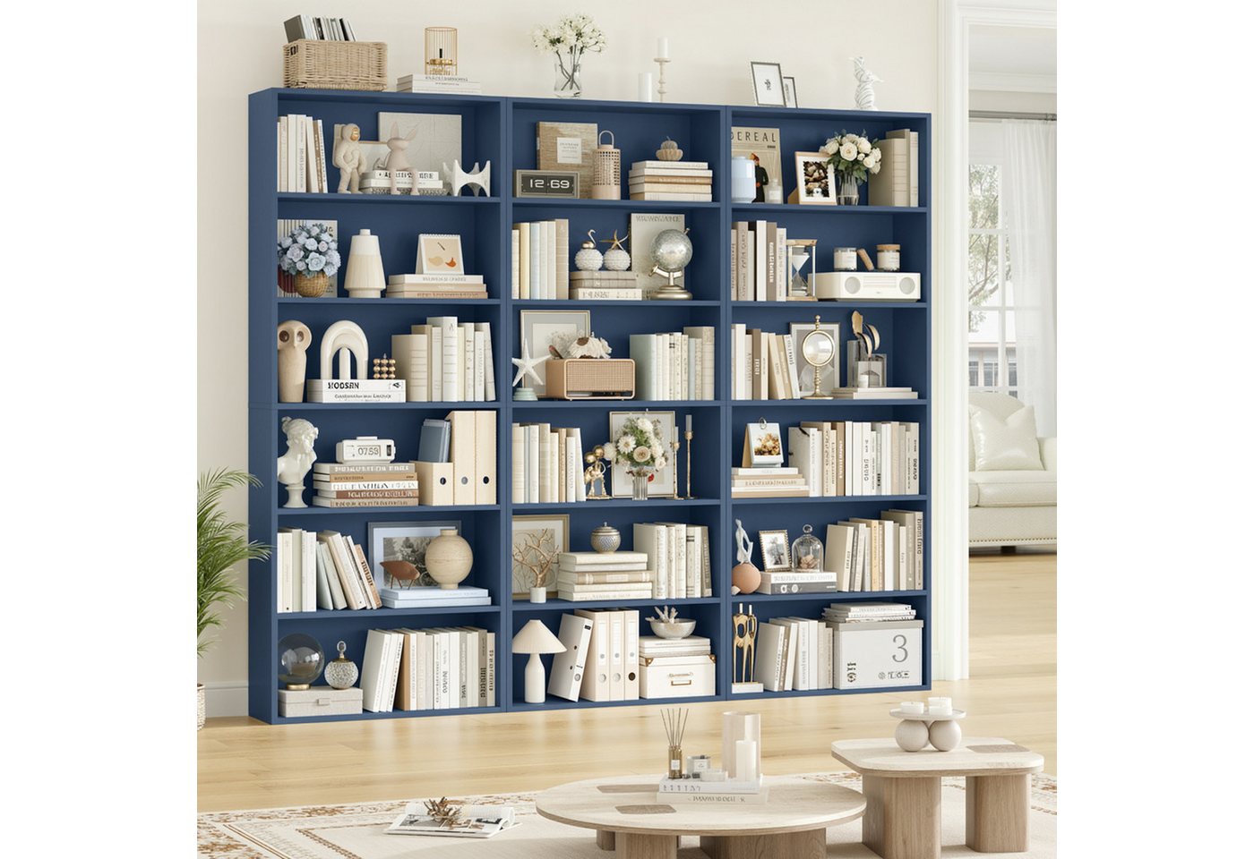 Homfa Bücherregal, Standregal Büroregal Raumteiler mit 6 Fächern Blau