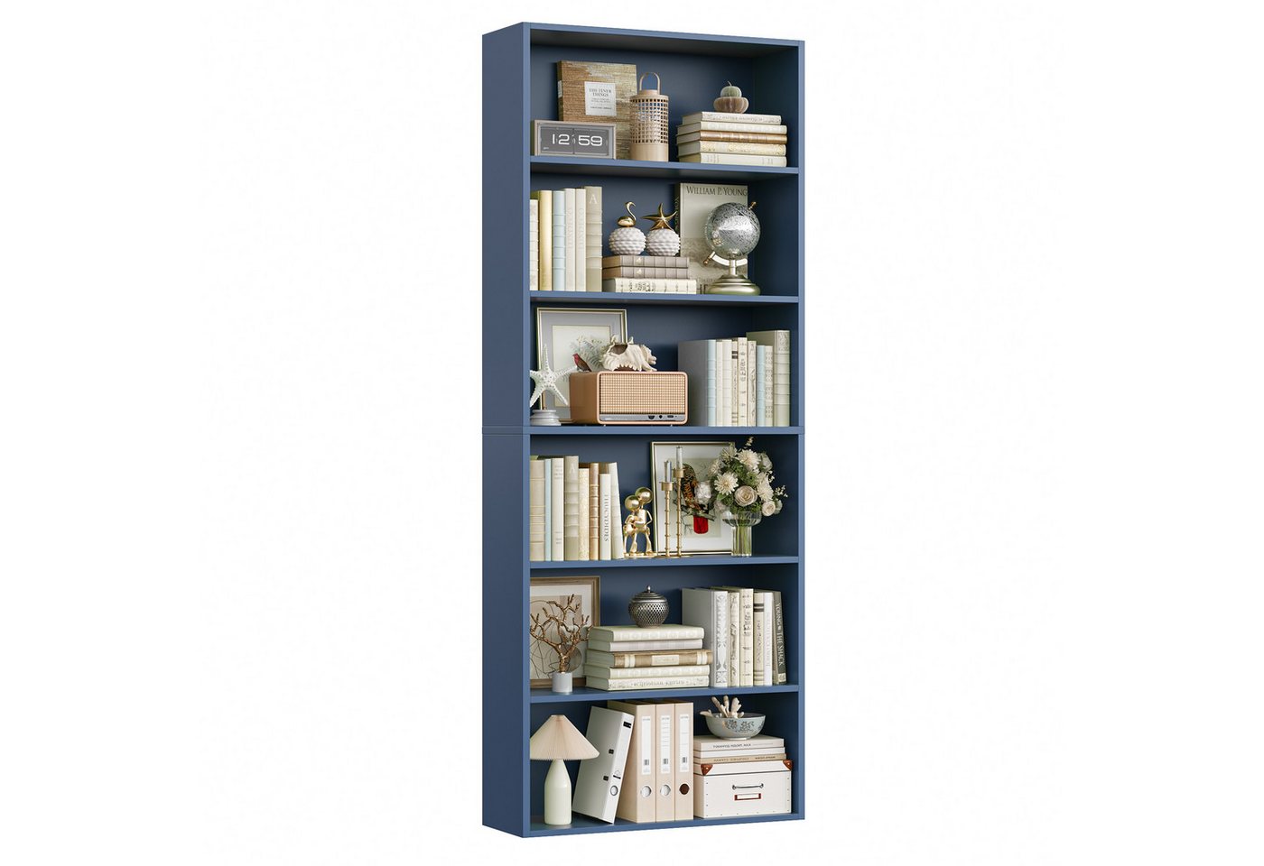 Homfa Bücherregal, Standregal Büroregal Raumteiler mit 6 Fächern Blau Bild 4
