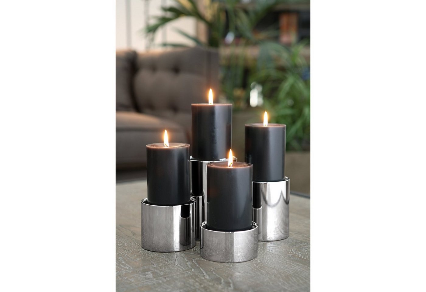 Fink Kerzenleuchter SOBRIO - Kerzenleuchter silber - Edelstahlleuchte D.10cm Kerzenhalter (1x Stumpenkerzenhalter, 1 St., 1 Stück), Leuchter - Kerzen Halter - Kerzenständer - Lichtspender - Leuchte Bild 2