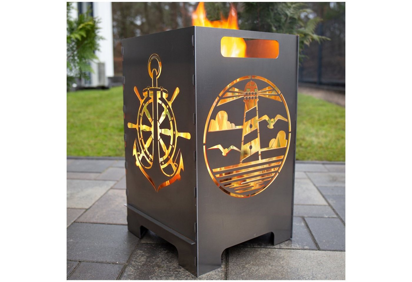 tuning-art Feuerkorb FK06-A45 Feuertonne Feuerschale Rostpatina Massiv Stabiler Stand