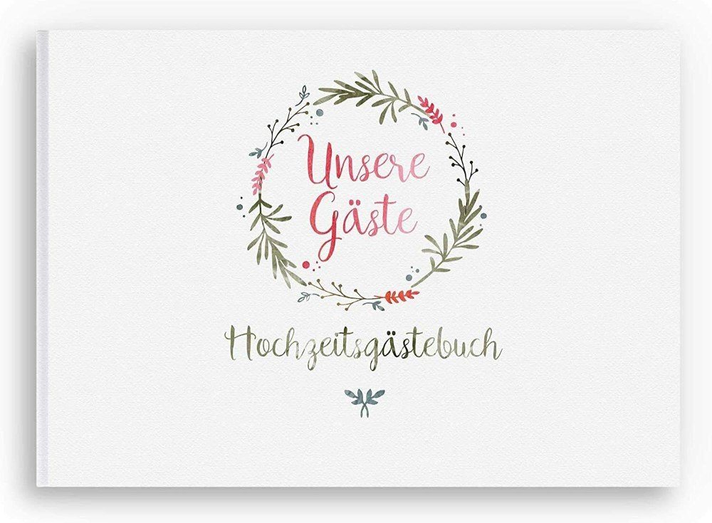 bigdaygraphix Notizbuch Hochzeits-Gästebuch Boho Flowers mit Fragen, Vorgefertigte Fragen für besondere Einträge. Bild 3