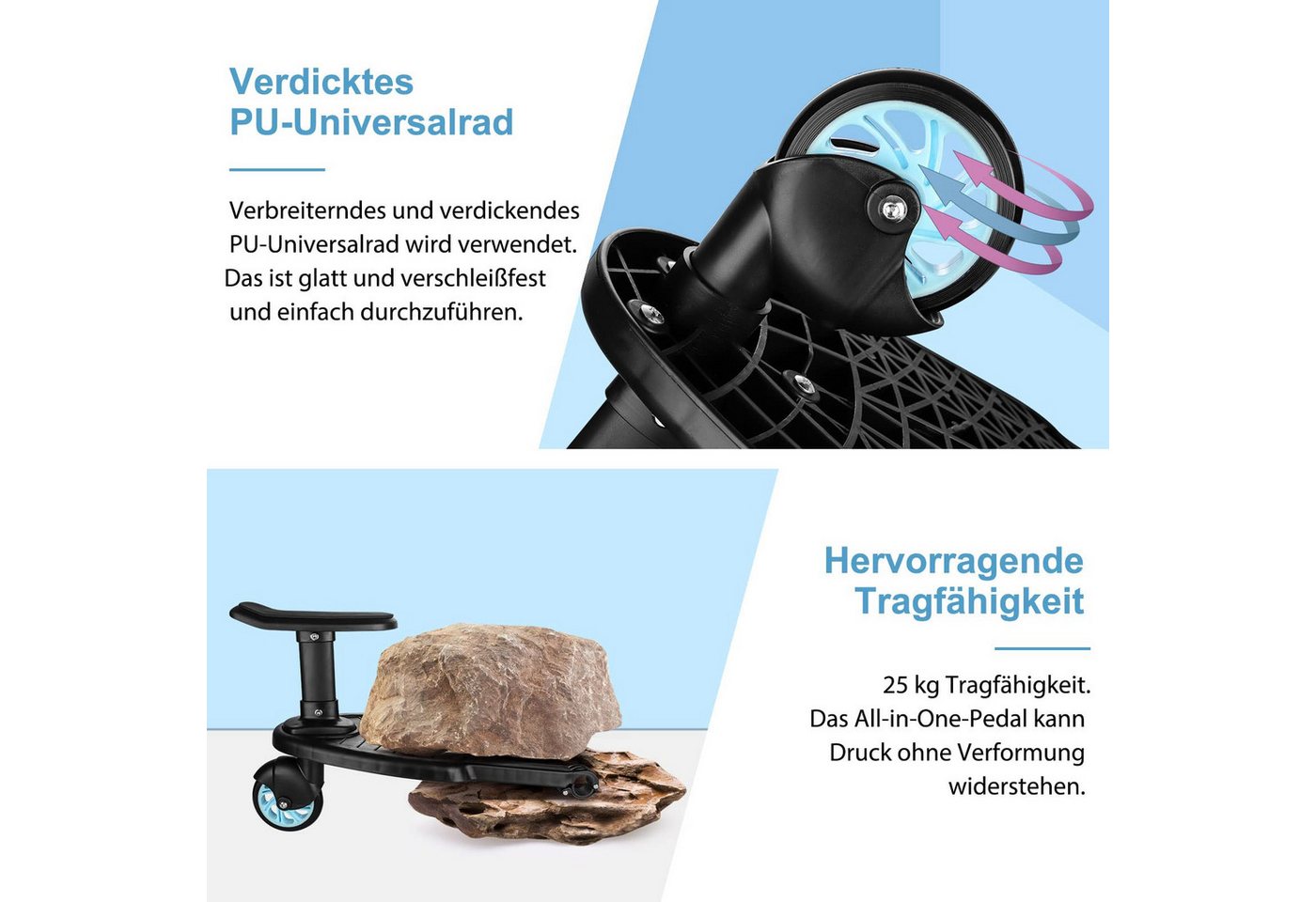 Youyijia Montagezubehör Buggy Board Trittbrett mit Sitz für Kinderwagen Rollbrett