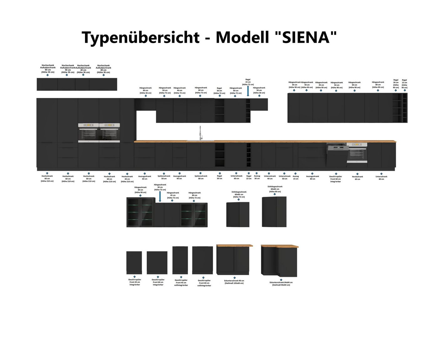 Küchen-Preisbombe Hochschrank 60 cm Küche MONZA Okapi Nußbaum Küchenzeile Küchenblock Einbauküche Bild 2
