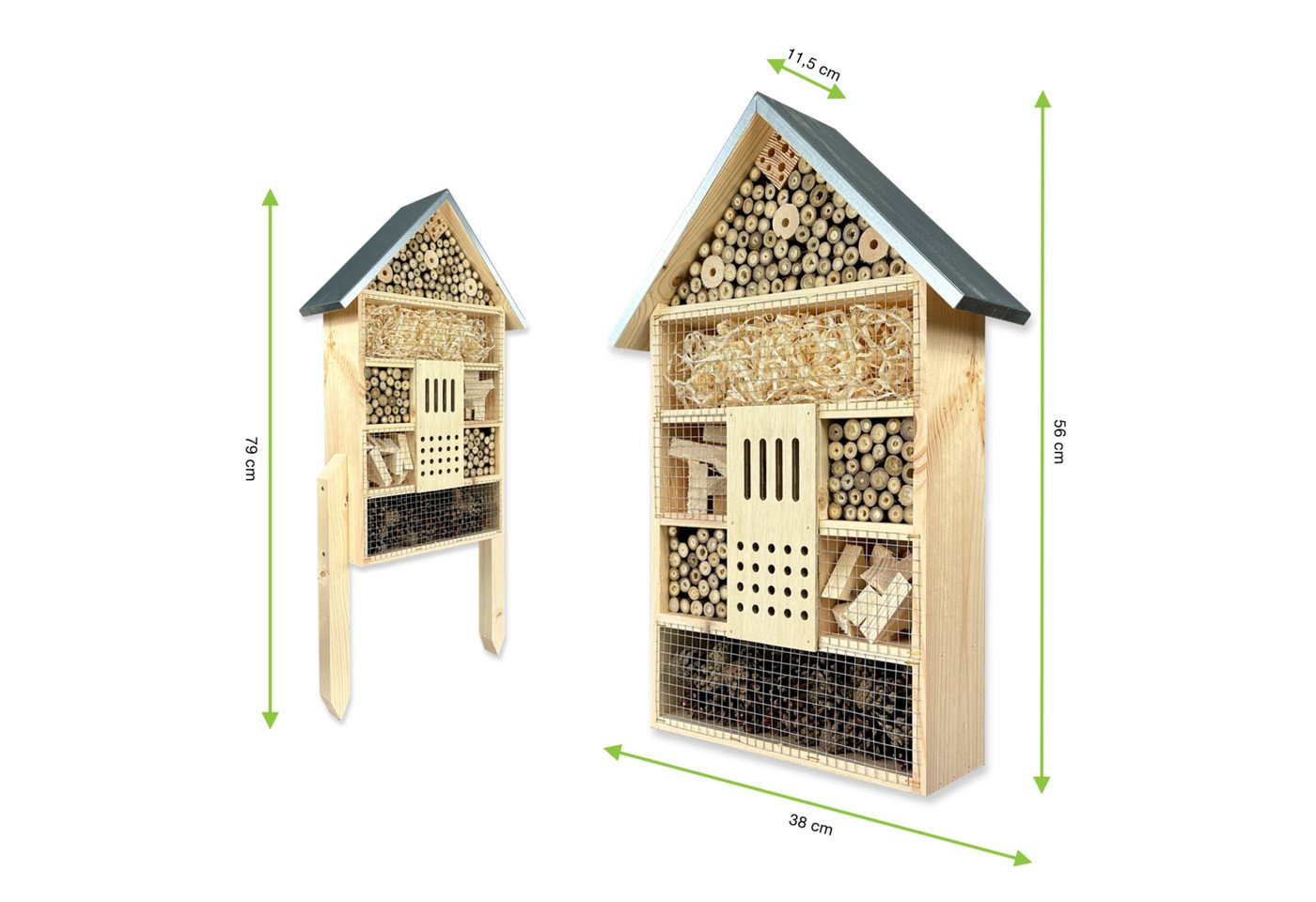 gartenetage Insektenhotel XXL Insektenhaus für Bienen und Marienkäfer – 79 x 38 x 11,5 cm, – Wetterfestes Insektenhaus – Schutz und Nisthilfe für Wildbienen & Co Bild 2