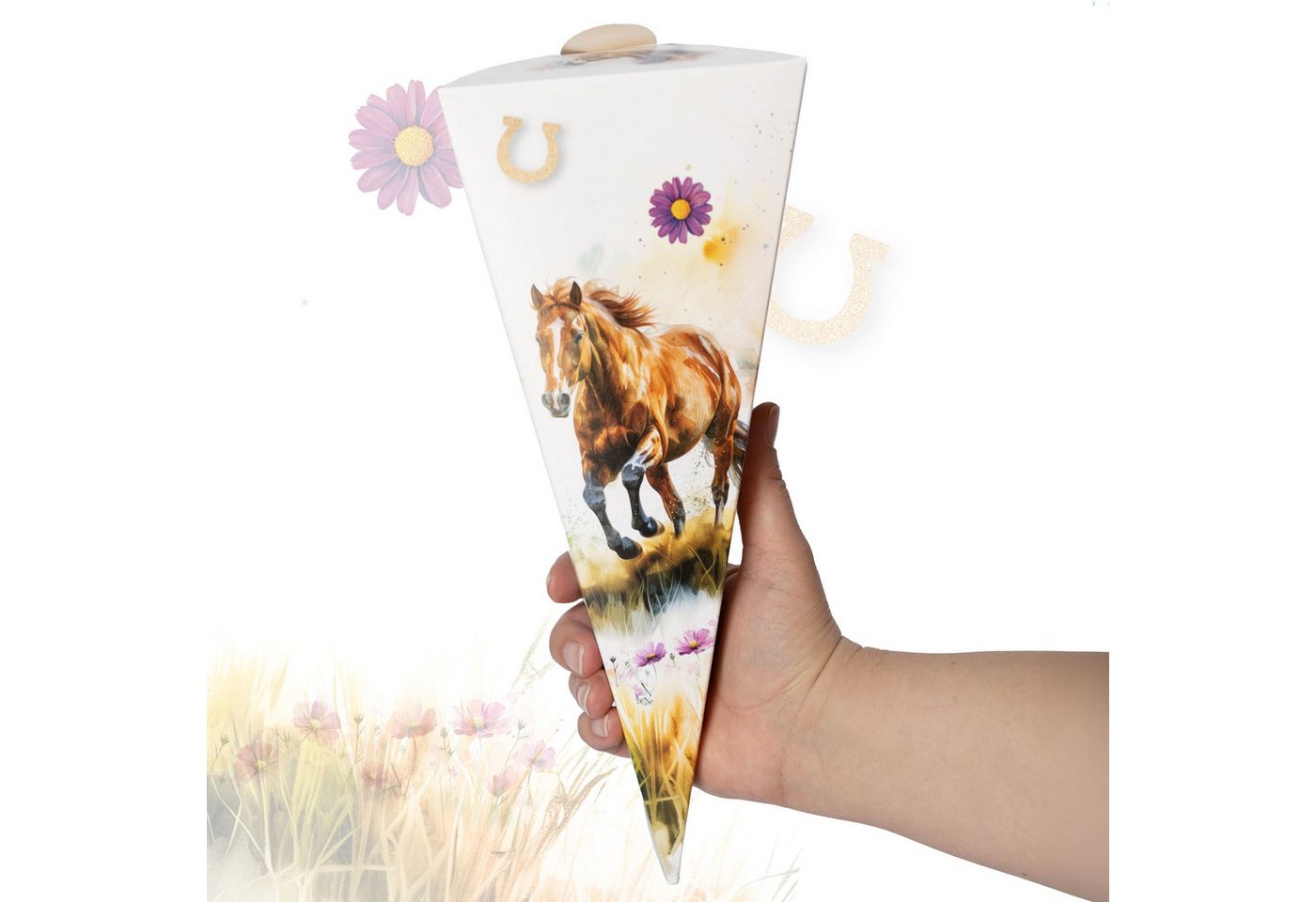 TOBJA Schultüte Kleine Geschwister Schultüte Pferde, - Zuckertüte Mädchen Schulanfang Bild 2