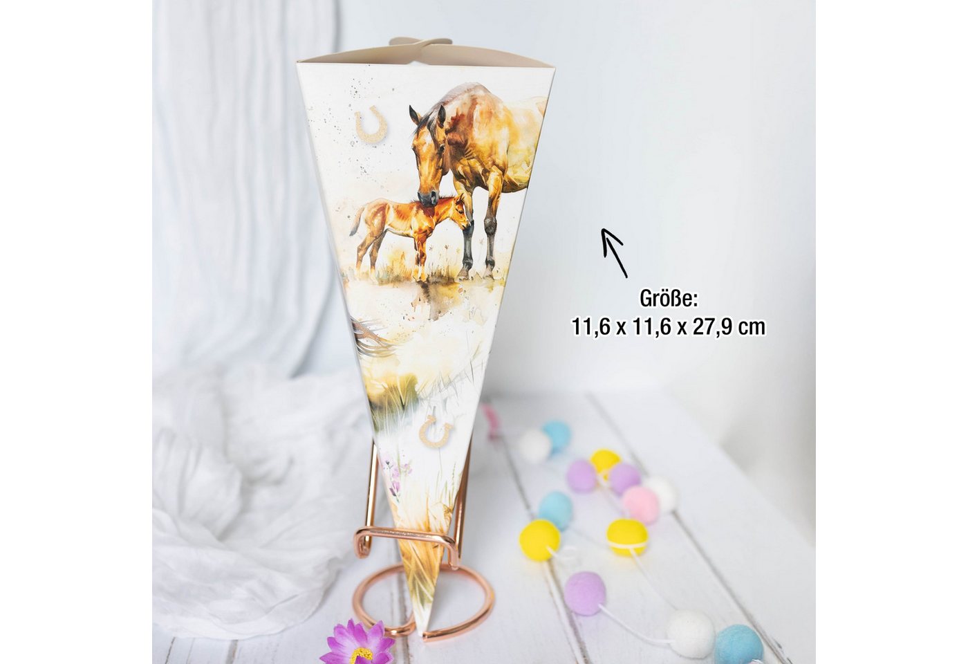 TOBJA Schultüte Kleine Geschwister Schultüte Pferde, - Zuckertüte Mädchen Schulanfang Bild 4