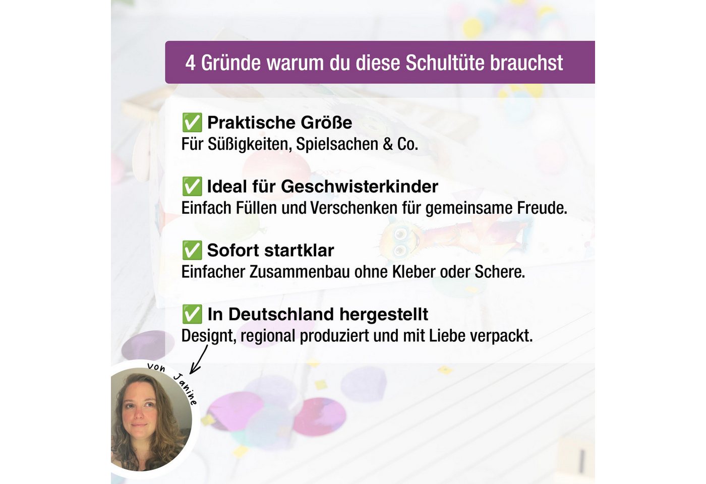 TOBJA Schultüte Kleine Geschwister Schultüte Monster Geschenk, Zuckertüte Jungen oder Mädchen Schulanfang Bild 5