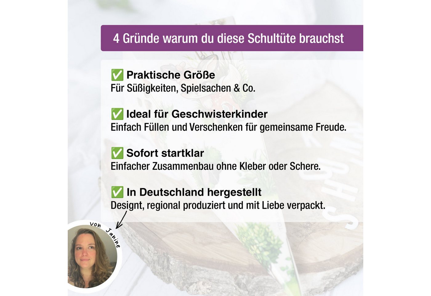 TOBJA Schultüte Kleine Geschwister Schultüte Waldtiere, - Zuckertüte Jungen oder Mädchen Schulanfang Bild 4